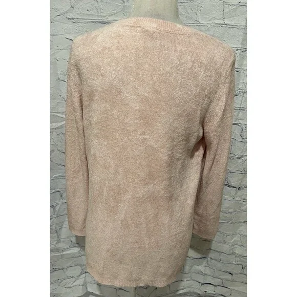 J. JILL Sweater Pink Velour Pullover Long Sleeves Round Neck Women’s Size Medium - Picture 4 of 7